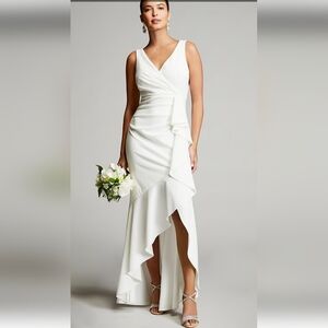 Betsy & Adam White High Low Dress